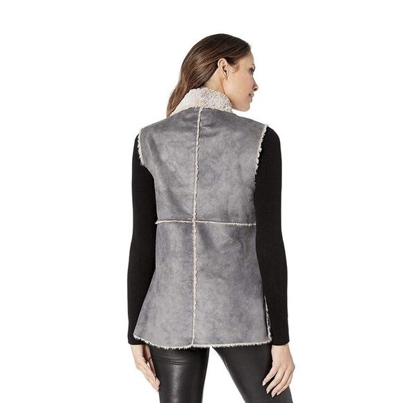 DYLAN Grey Size Large Faux Shearling Suede/Fur Very Soft Vest Womens - Picture 2 of 13